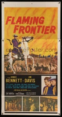5w446 FLAMING FRONTIER 3sh '58 Bruce Bennett fought the blazing hatred of two nations!