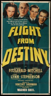 5w448 FLIGHT FROM DESTINY 3sh '41 Geraldine Fitzgerald, Thomas Mitchell, Jeffrey Lynn, fantasy!