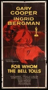 5w452 FOR WHOM THE BELL TOLLS 3sh R57 Gary Cooper & Ingrid Bergman, Ernest Hemingway!