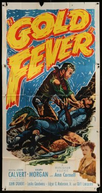 5w482 GOLD FEVER 3sh '52 John Calvert, Ralph Morgan, cool color art of cowboys fighting!