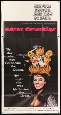 5w491 GREAT CATHERINE 3sh '68 Peter O'Toole & sexy Jeanne Moreau, George Bernard Shaw, cool art!