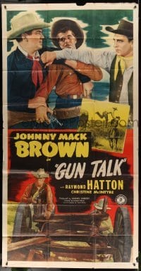 5w504 GUN TALK 3sh '47 close up of Johnny Mack Brown & Raymond Hatton fighting bad guys!