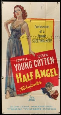 5w511 HALF ANGEL 3sh '51 full-length art of sexy Loretta Young, confessions of a lady sleepwalker!
