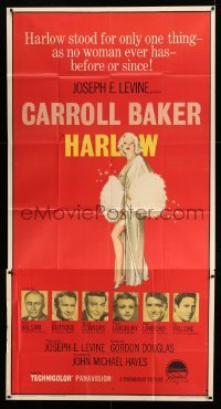 5w515 HARLOW 3sh '65 great art of sexy Carroll Baker as the Hollywood legend