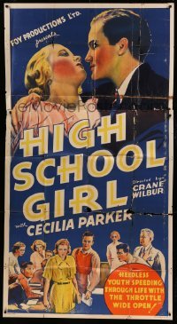 5w529 HIGH SCHOOL GIRL 3sh '34 great stone litho art of pregnant teen Cecilia Parker in trouble!