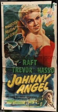 5w568 JOHNNY ANGEL 3sh '45 art of George Raft & sexy French Claire Trevor in New Orleans!
