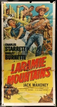 5w590 LARAMIE MOUNTAINS 3sh '52 art of Charles Starrett & Smiley fighting Native Americans!