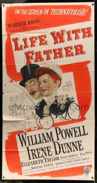 5w613 LIFE WITH FATHER 3sh '47 cool art of William Powell & Irene Dunne!