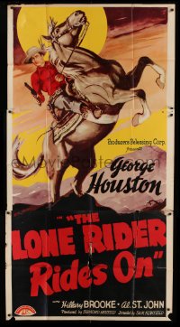5w622 LONE RIDER RIDES ON 3sh '41 great artwork of cowboy George Houston on rearing horse!