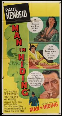 5w640 MAN IN HIDING 3sh '53 sexy Lois Maxwell with gun will kill Paul Henreid if he shows up!