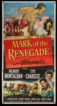 5w650 MARK OF THE RENEGADE 3sh '51 shirtless Ricardo Montalban with sword & sexy Cyd Charisse!