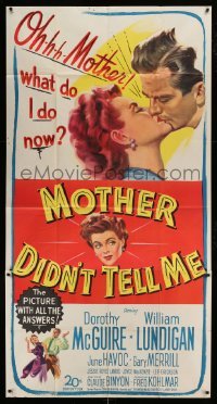 5w674 MOTHER DIDN'T TELL ME 3sh '50 art of Dorothy McGuire & William Lundigan kissing!