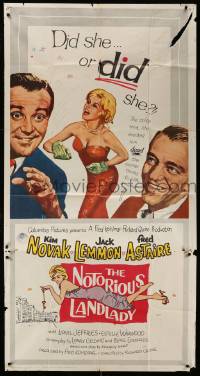 5w715 NOTORIOUS LANDLADY 3sh '62 art of sexy Kim Novak between Jack Lemmon & Fred Astaire!