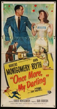 5w729 ONCE MORE MY DARLING 3sh '49 man about town Robert Montgomery meets sexy Ann Blyth!
