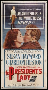 5w776 PRESIDENT'S LADY 3sh '53 art of adulteress Susan Hayward & Charlton Heston as Andrew Jackson!
