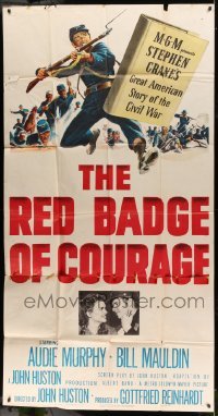 5w801 RED BADGE OF COURAGE 3sh '51 Audie Murphy, John Huston, from Stephen Crane Civil War novel!