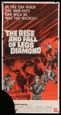 5w813 RISE & FALL OF LEGS DIAMOND 3sh '60 gangster Ray Danton, directed by Budd Boetticher!