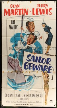 5w822 SAILOR BEWARE 3sh '52 art of wacky Dean Martin & Jerry Lewis in the Navy!