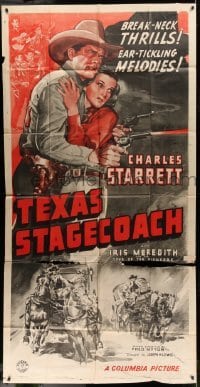 5w911 TEXAS STAGECOACH 3sh '40 art of Charles Starrett with pretty Iris Meredith!