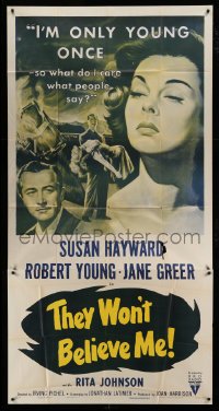 5w916 THEY WON'T BELIEVE ME 3sh R54 Susan Hayward, Robert Young & sexy Jane Greer, noir!