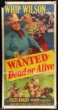 5w957 WANTED DEAD OR ALIVE 3sh '51 Whip Wilson with gun defending Christine McIntyre!