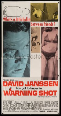 5w959 WARNING SHOT 3sh '66 David Janssen, Joan Collins, what's a bullet between friends!