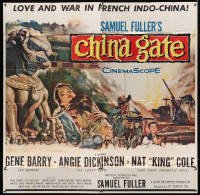 5w191 CHINA GATE 6sh '57 Samuel Fuller, art of Angie Dickinson, Gene Barry & Nat King Cole!