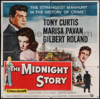 5w204 MIDNIGHT STORY 6sh '57 Tony Curtis in the strangest San Francisco manhunt in crime's history!