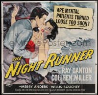 5w206 NIGHT RUNNER 6sh '57 art of released mental patient Ray Danton grabbing sexy Colleen Miller!