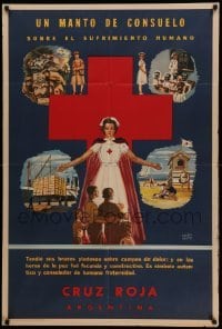 5w062 RED CROSS Argentinean '50s Mendez Mujica art of Red Cross nurse & charity projects!