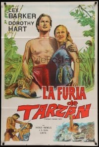 5w066 TARZAN'S SAVAGE FURY Argentinean '52 art of Lex Barker & Dorothy Hart, Edgar Rice Burroughs