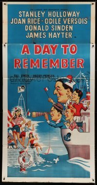 5w024 DAY TO REMEMBER English 3sh '53 great art of Stanley Holloway & men on boat + sexy women!