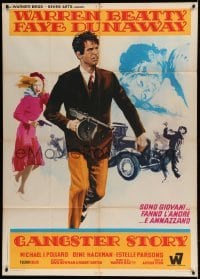 5w110 BONNIE & CLYDE Italian 1p '67 Nistri art of Warren Beatty & Faye Dunaway, Gangster Story!