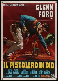 5w131 HEAVEN WITH A GUN Italian 1p '69 different art of cowboy Glenn Ford in gunfight!