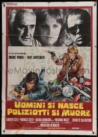 5w145 LIVE LIKE A COP DIE LIKE A MAN Italian 1p '76 Italian crime thriller, cool motorcycle art!