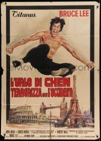 5w165 RETURN OF THE DRAGON Italian 1p '73 Bruce Lee classic, great kung fu art w/famous landmarks!