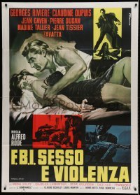 5w186 VISA POUR L'ENFER Italian 1p '63 Casaro art of sexy woman in nightie getting manhandled!