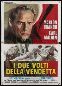 5w092 ONE EYED JACKS Italian 2p R70s different Cesseslon artwork of star & director Marlon Brando!