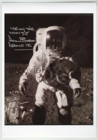 5y196 ALAN BEAN signed color 8.5x12 REPRO still '80s the NASA astronaut walking on the moon!