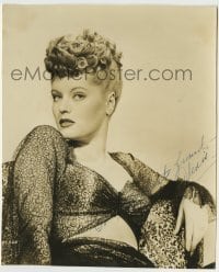 5y288 ALEXIS SMITH signed 7.25x9 still '40s great sexy close portrait in sheer lace outfit!