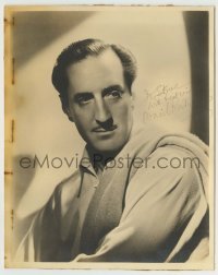5y303 BASIL RATHBONE signed deluxe 8x10 still '30s head & shoulders portrait of the leading man!
