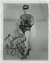 5y738 BURT WARD signed 8x10 REPRO still '89 great close up in costume as Robin holding cool gun!