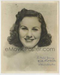 5y328 DEANNA DURBIN signed deluxe 8x10 still '40s head & shoulders smiling portrait of the star!