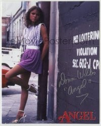 5y613 DONNA WILKES signed color 8x10 REPRO still '90s Angel portrait in short skirt on city street!