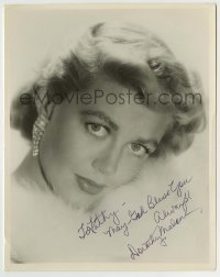 5y333 DOROTHY MALONE signed 8x10.25 still '50s glamorous head & shoulders portrait w/ fur & jewels!
