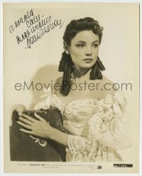 5y355 GENE TIERNEY signed 8x10.25 still '40 sexy close up in bare shoulder dress from Hudson's Bay!