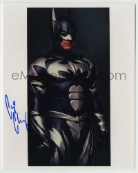 5y627 GEORGE CLOONEY signed color 8x10 REPRO still '00s great portrait in costume as Batman!