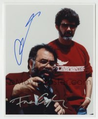5y629 GEORGE LUCAS/FRANCIS FORD COPPOLA signed color 8x10 REPRO still '90s by BOTH movie legends!