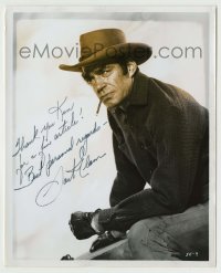 5y779 JACK ELAM signed 8x10 REPRO still '60s great cowboy portrait with cigar hanging from his mouth