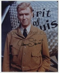 5y638 JAMES STEWART signed color 8x10 REPRO still '80s as Charles Lindbergh in Spirit of St. Louis